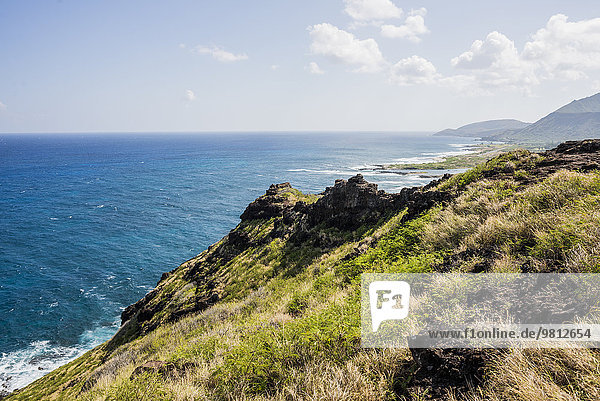 Blick auf Klippen und Küste  Makapuuu  Oahu  Hawaii  USA