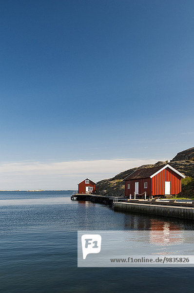 Rote Holzhütte am Meer  bei Skärhamn  Bohuslän  Schweden  Europa