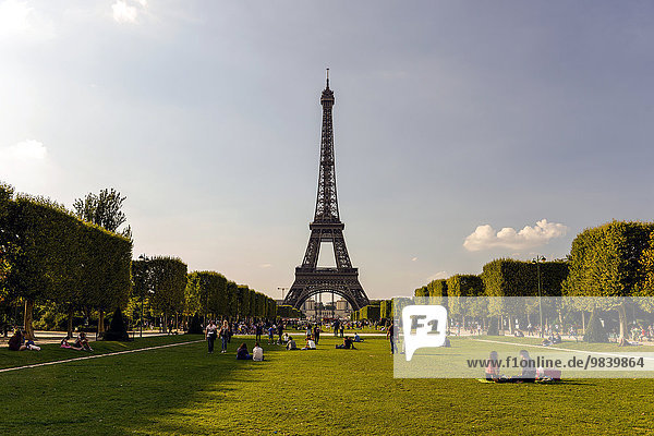 Champ de Mars  Field of Mars and Tour Eiffel  Eiffel Tower  Paris  France  Europe