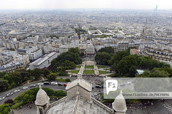 Ausblick von der Kuppel der Basilika Sacré-Coeur de Montmartre,  Montmartre,  Paris,  Frankreich,  Europa