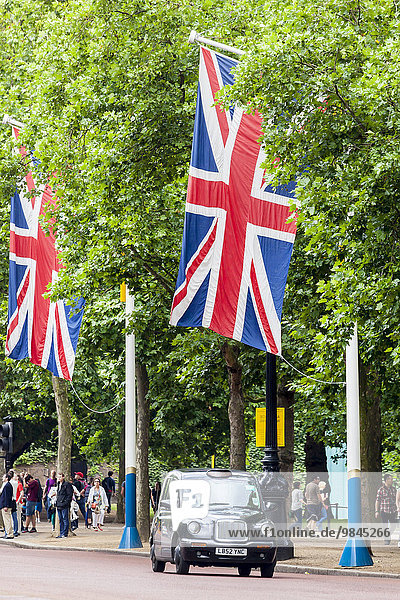 Britisches Taxi auf der Straße The Mall  London  England  Großbritannien  Europa