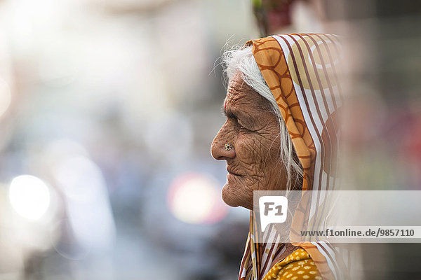 Ältere Frau  Portrait  Udaipur  Rajasthan  Indien  Asien