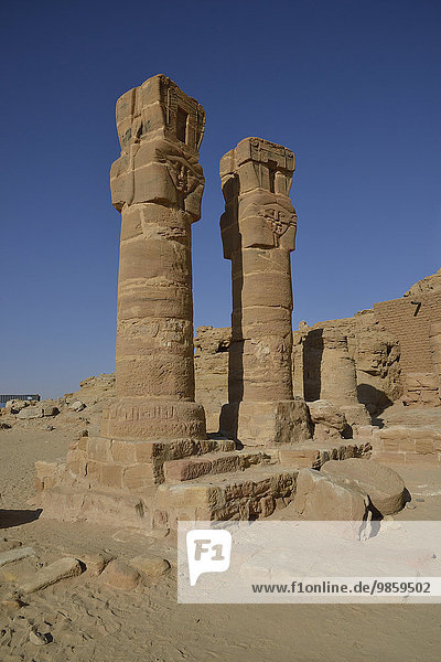 Säulen Hathor-Tempel Gebel Barkal Karima asch-Schamaliyya Nubien Sudan Afrika