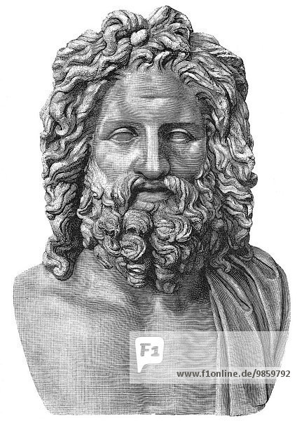 Der Zeus von Otricoli  aus dem 4. Jahrhundert  historische Illustration