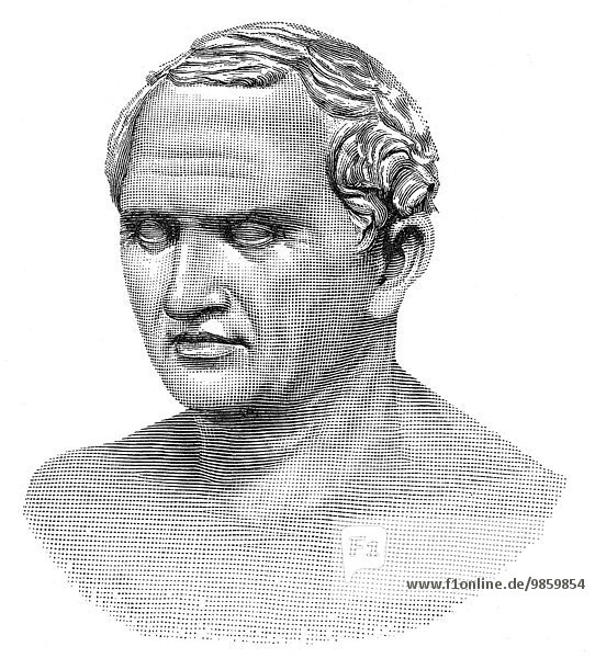 Marcus Tullius Cicero  ein römischer Politiker  Anwalt  Schriftsteller und Philosoph  Büste  historische Illustration