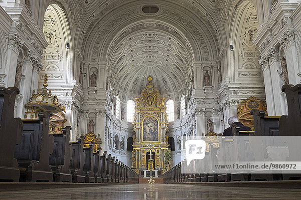 Interior  altar  St. Michael's Jesuit Church  Munich  Upper Bavaria  Bavaria  Germany  Europe