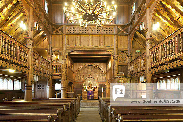 Interior view  Gustav Adolf Stave Church  Hahnenklee  Goslar  Lower Saxony  Germany  Europe