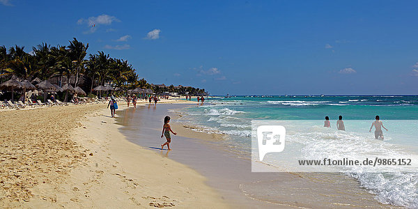 America  Mexico  Quintana Roo state  Playa del Carmen village  the beach