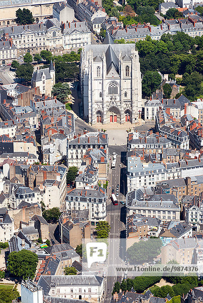 Kathedrale Heiligtum Ansicht Nantes Luftbild Fernsehantenne Innenstadt Pierre