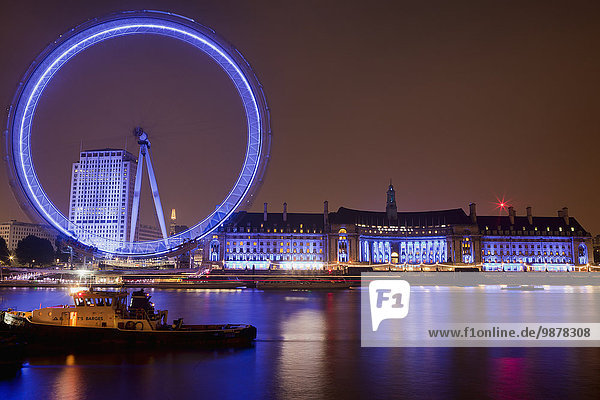 "Das Londoner Auge nachts; London  England