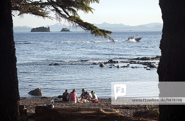 People Picnic And Feast On Crab At South Higgins Beach North Of Ketchikan  Southeast Alaska  Summer