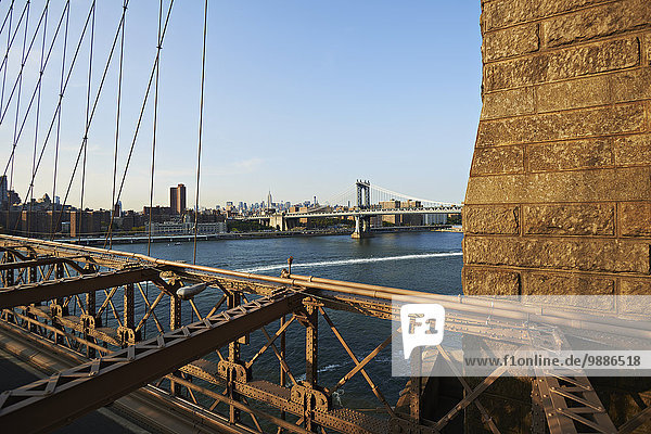 Hafen New York City Amerika Brücke Ansicht Verbindung Brooklyn Manhattan neu