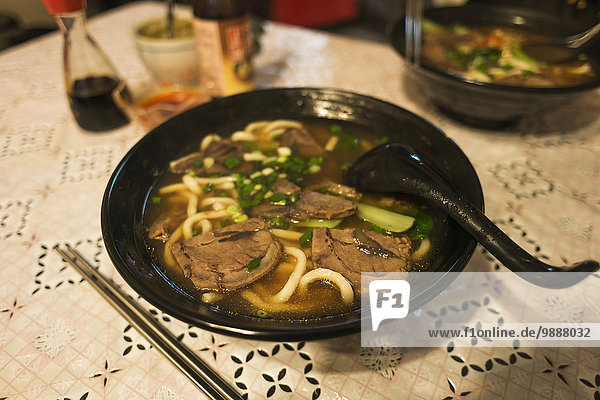 Tradition Produktion Restaurant Taiwan Rindfleisch Rind Chinesische Nudel Chinesische Nudeln Suppe