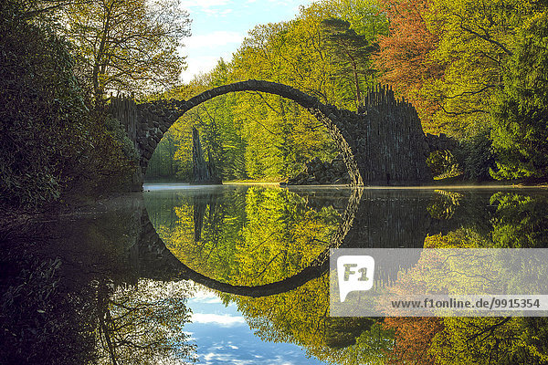 Die Rakotzbrücke oder auch Teufelsbrücke im Kromlauer Park  Kromlau  Sachsen  Deutschland  Europa