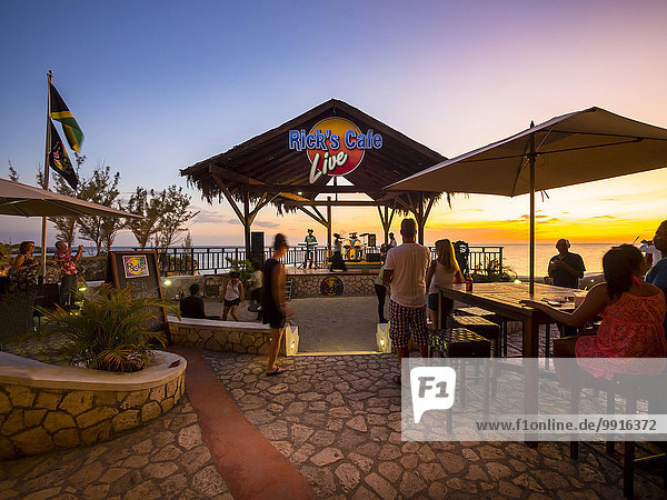Rick's Cafe  well-known location on the beach in Negril  Region Westmoreland  Jamaica  North America