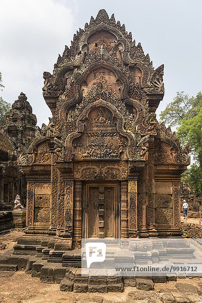 Die nördliche Bibliothek  Khmer-Hindu-Tempel Banteay Srei  Provinz Siem Reap  Kambodscha  Asien