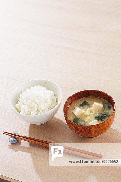 Reis Reiskorn Misosuppe Suppe