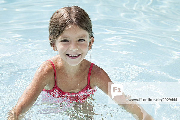 Girl swimming in pool  portrait