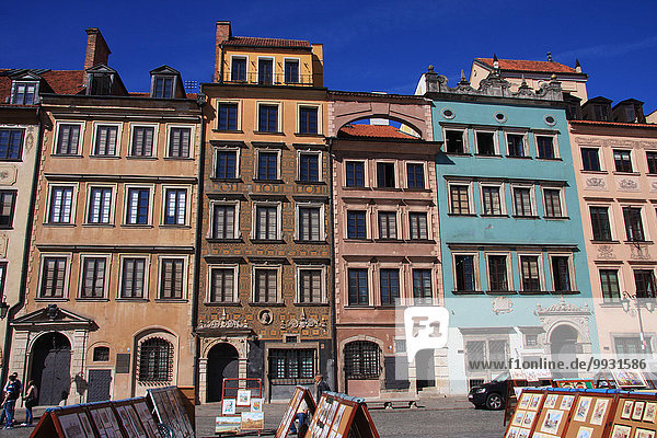 Warschau Hauptstadt Europa Wohnhaus Gebäude Fassade Hausfassade Gemälde Bild Altstadt UNESCO-Welterbe Marktplatz Polen Rynek Starego Miasta