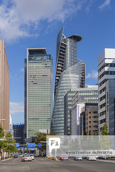 spiralförmig spiralig Spirale Spiralen spiralförmiges überqueren Glas Gebäude niemand Reise Großstadt Architektur Turm Tourismus Aichi Asien Japan modern Nagoya neu