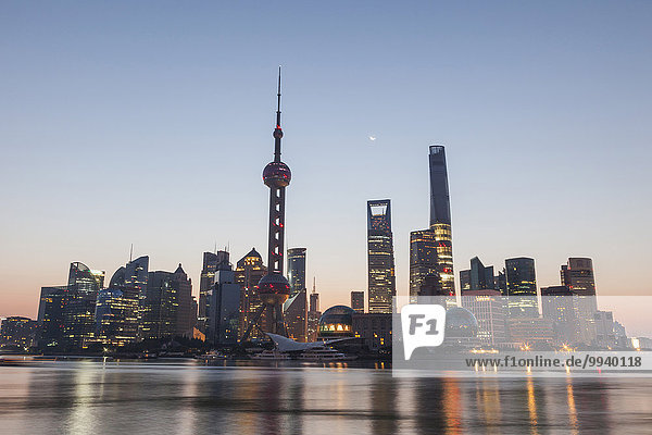 China  Shanghai  Pudong Skyline and Huangpu River at Sunrise