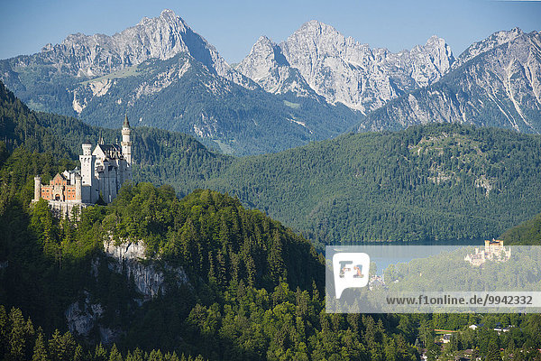 Außenaufnahme Sehenswürdigkeit Europa Palast Schloß Schlösser Reise niemand Ziel See Schloss Neuschwanstein Alpen Bayern Deutschland Hohenschwangau Tourismus