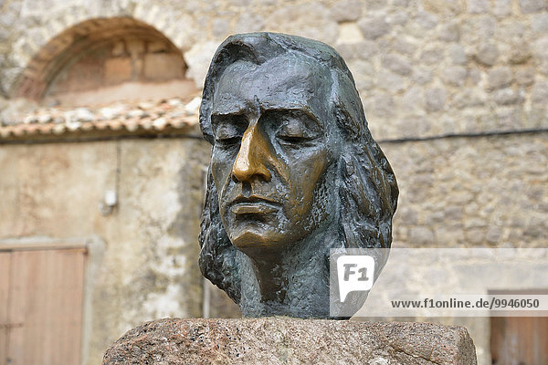 Büste des polnischen Komponisten Frédéric Chopin  Valldemossa  Mallorca  Balearen  Spanien  Europa