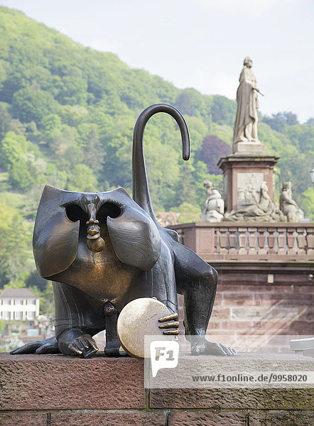 Brückenaffe Heidelberg Baden-Württemberg Deutschland Europa