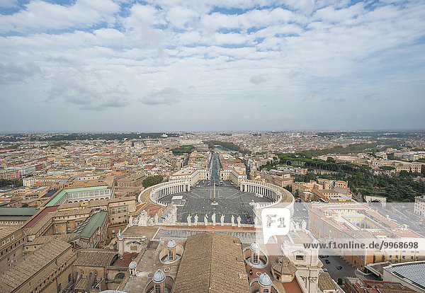 View from the dome of St. Peter's Basilica  San Pietro to St. Peter's Square and Via della Conciliazione  Vatican  Vatican  Rome  Lazio  Italy  Europe