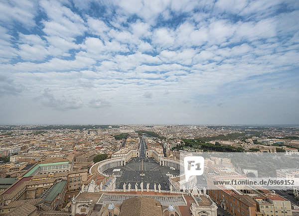 View from the dome of St. Peter's Basilica  San Pietro to St. Peter's Square and Via della Conciliazione  Vatican  Vatican  Rome  Lazio  Italy  Europe