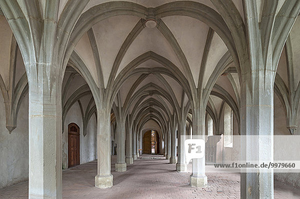 Dreischiffige Gruft vom ehemaligen Kloster Kreuzthal-Mariaburghausen  heute Kirche St. Johannes der Täufer  Haßfurt  Unterfranken  Bayern  Deutschland  Europa