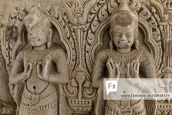 Detail von einem Türsturz  Phimai National Museum  Phimai  Korat  Provinz Nakhon Ratchasima  Isan  Isaan  Thailand  Asien