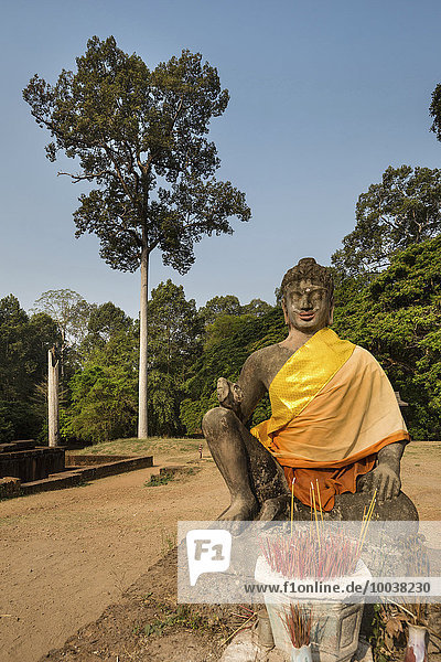 Terrasse des Lepra-Königs  Statue mit Altar  Angkor Thom  Provinz Siem Reap  Kambodscha  Asien