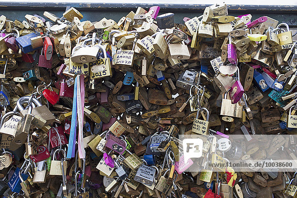 Love locks on Pont des Arts  Paris  France
