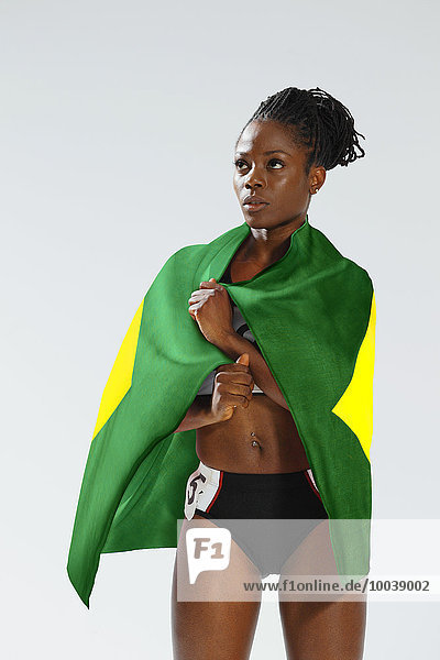 Female Athlete Wearing a Brazilian Flag