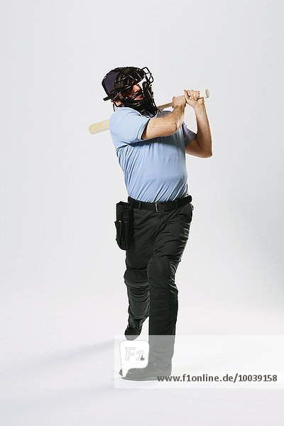 Baseball chief referee against white background