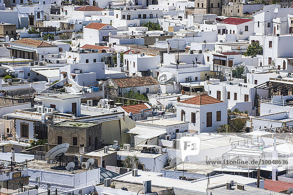 Griechenland  Rhodos  weiße Häuser der Stadt Lindos