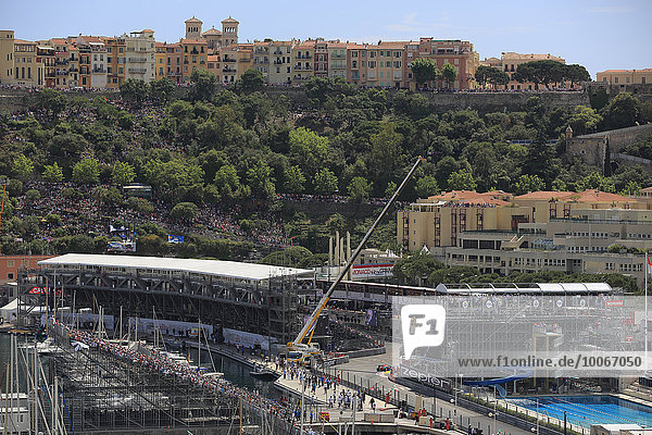 Pool and grandstands in front of Monaco's historic centre  Formula 1 Grand Prix Monaco 2015  Principality of Monaco