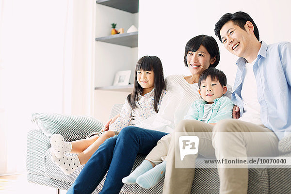 Japanese family on the sofa