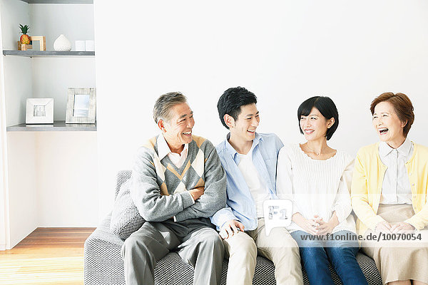Japanese family on the sofa
