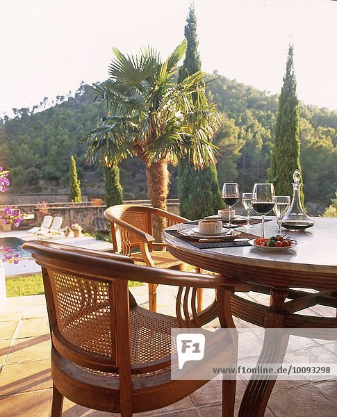 Tasse Wein Terrasse Kaffee Tisch