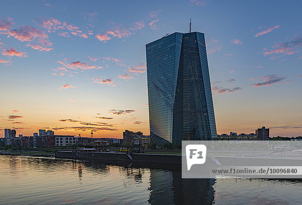 The new European Central Bank  ECB  at sunset  Frankfurt am Main  Hesse  Germany  Europe