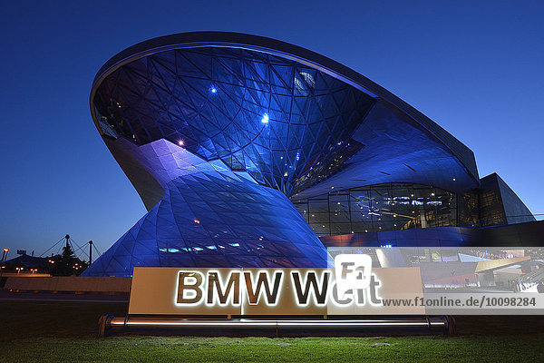 BMW World in evening light  Munich  Bavaria  Germany  Europe