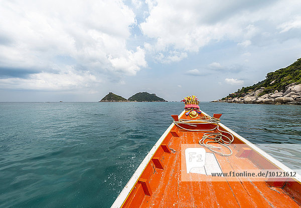 Heck eines Longtail-Boot  Insel Koh Tao  Golf von Thailand  Thailand  Asien