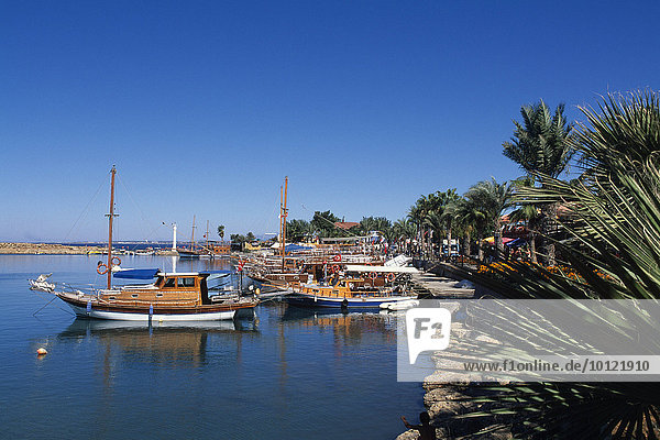 Boats in the harbour of Side  Turkish Riviera  Turkey  Asia