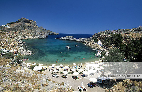 St. Paul's Bay in Lindos  Rhodos  Dodekanes  Griechenland  Europa