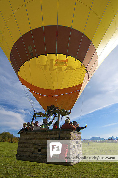 Heißluftballon bei Seeg im Allgäu  Bayern  Deutschland  Europa
