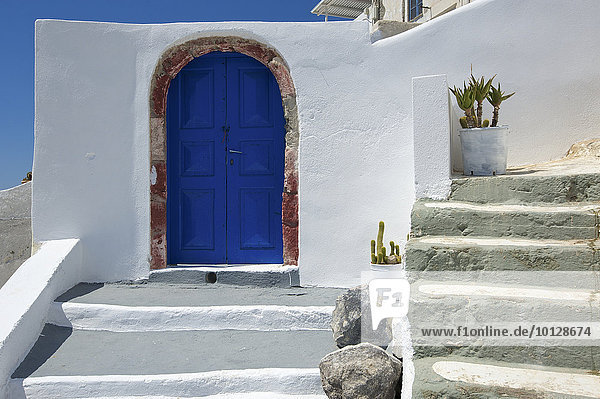Blaue Tür,  Thira,  Santorin,  Kykladen,  Griechenland,  Europa