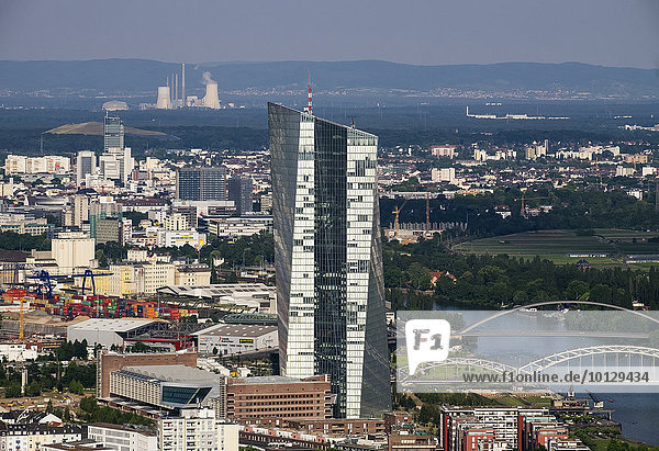 Neue Europäische Zentralbank EZB  Ausblick vom Main Tower  Frankfurt am Main  Hessen  Deutschland  Europa
