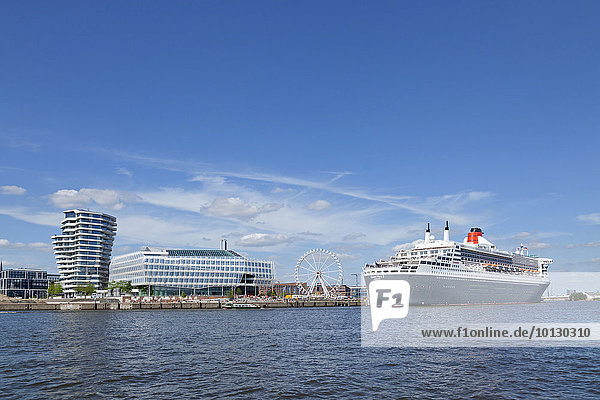 Marco-Polo-Turm  Unilever-Haus  Queen Mary 2  Hafencity  Hamburg  Deutschland  Europa